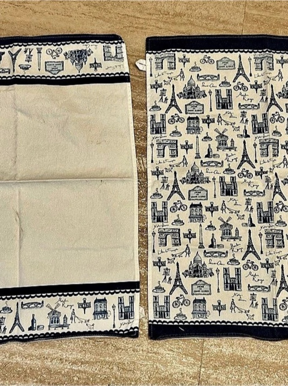 Flour Sack Paris Themed Tea Towel Effie Tower Farmhouse Millie Green Set Of 2